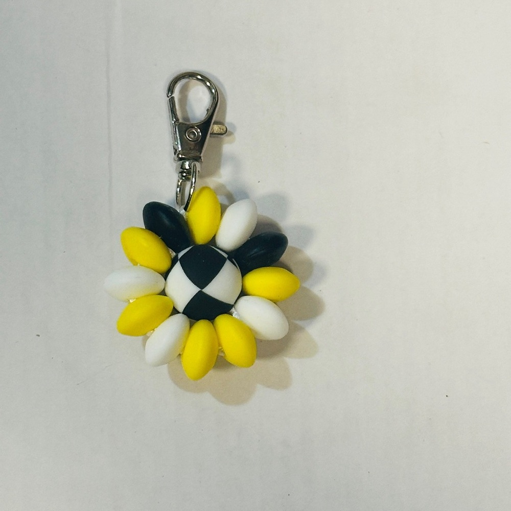 Yellow and Black Flower Keychain
